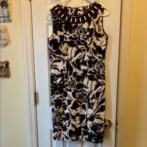 Jessica Howard Black & White Floral Midi Dress